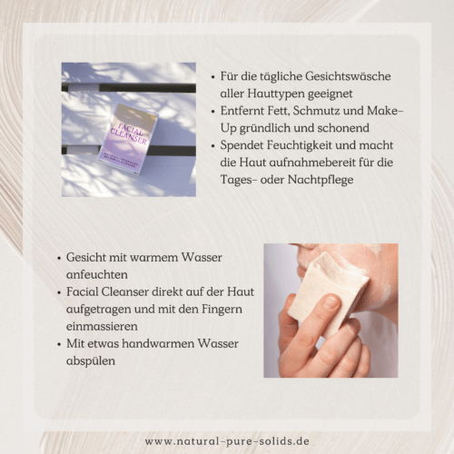 Anwendung Facial Cleanser, Produktseite
