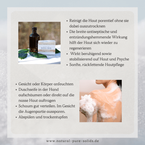 Produktseite Anwendung Duschseife Neem-Teebaumöl