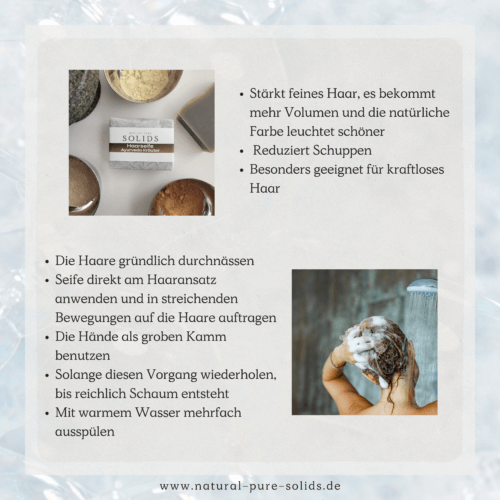Produktseite Anwendung Haarseife Ayurveda