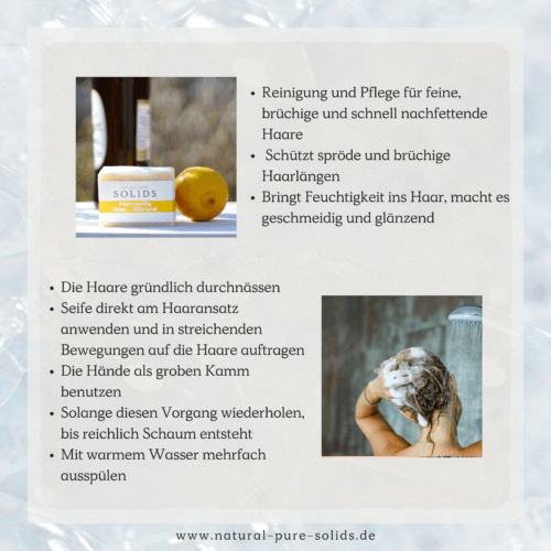 Produktseite Anwendung Haarseife Bier-Zitrone