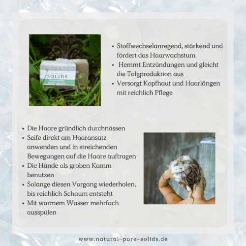 Produktseite Anwendung Haarseife Brennessel