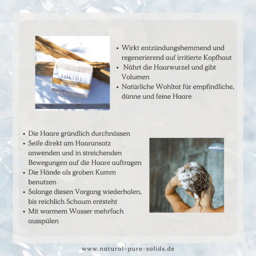 Produktseite Anwendung Haarseife Sandelholz