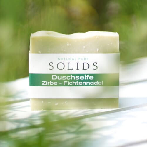Duschseife Zirbe - Fichtennadel, Naturseife zum Duschen mit Fichtennadelöl und Zirbenöl, handgemachte Naturseife mit Waldduft